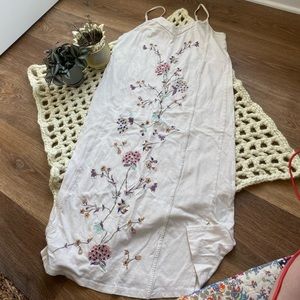 ASOS Off White Embroidered Floral Midi Dress